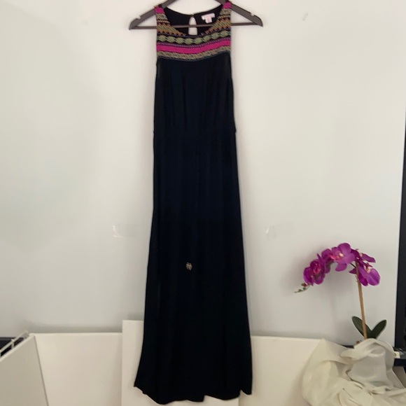 Xhilaration Black Maxi Dress with 2 side Splits SP - Picture 1 of 4